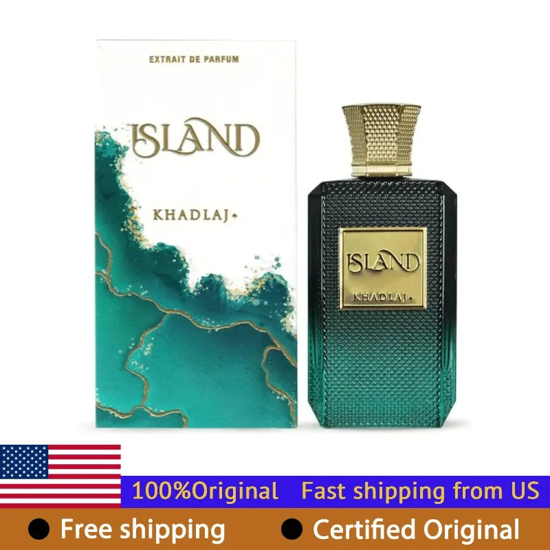 Khadlaj Island Eau de Parfum Spray for Unisex 3.4 Ounce Lasting Amber Vanilla Fragrance Perfume 100 ML Luxury Pheromones Cologne
