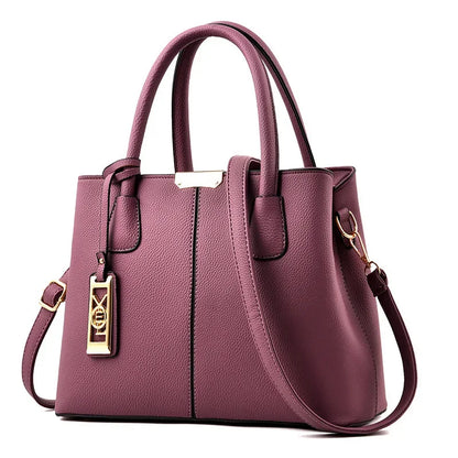 Simple Women's PU Leather Shoulder Bag Large Capacity Handbag Wire Tag Hanging Bag Square Shape Soft Handbags with Zipper