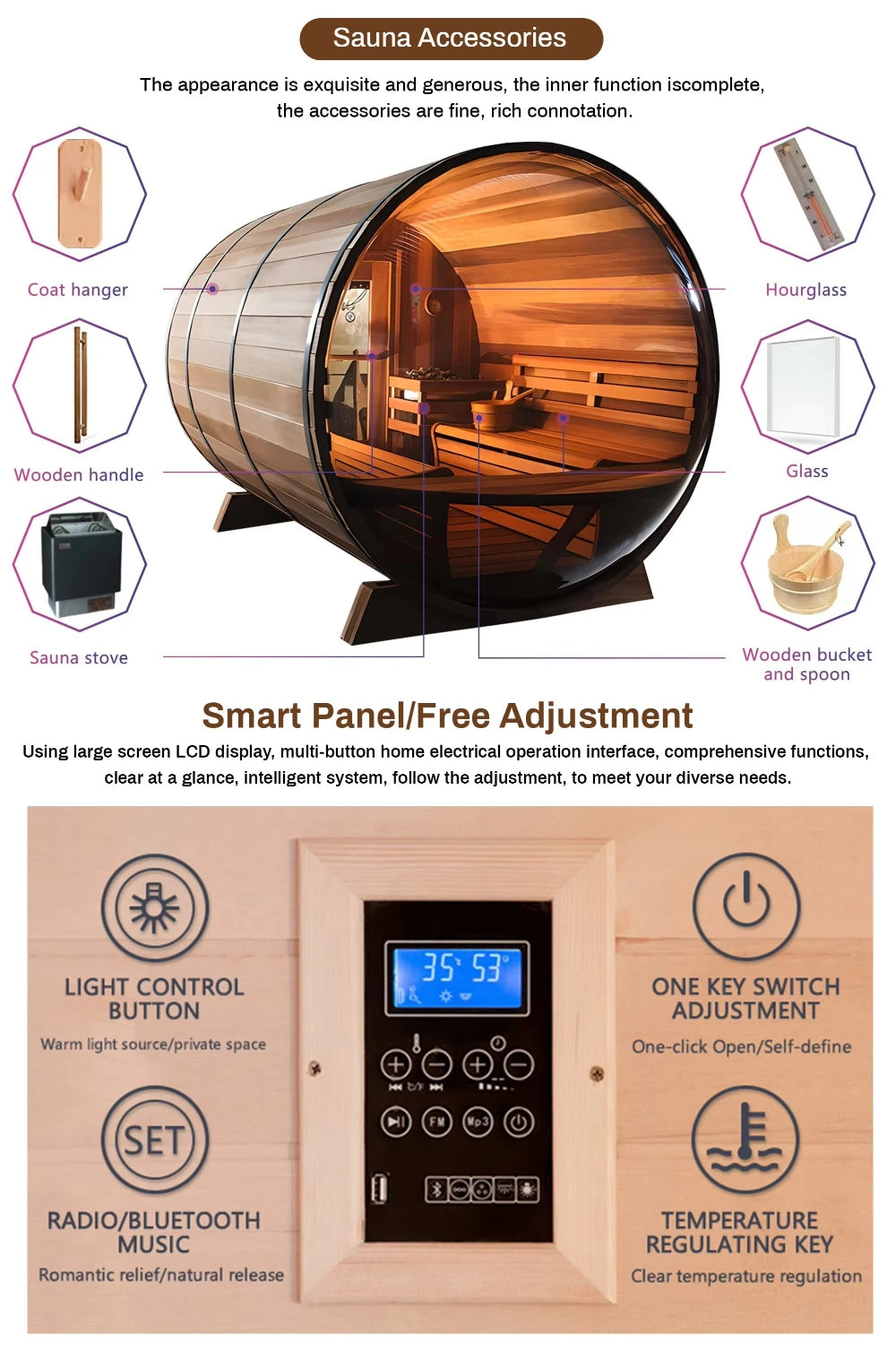 Customizable 6 Person Outdoor Sauna with Hot Tub Canadian Hemlock Wood Traditional Steam Sauna with Jacuzzi for Resort