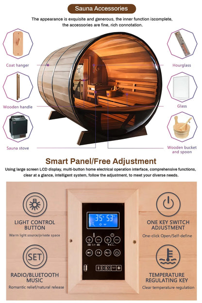 Customizable 6 Person Outdoor Sauna with Hot Tub Canadian Hemlock Wood Traditional Steam Sauna with Jacuzzi for Resort