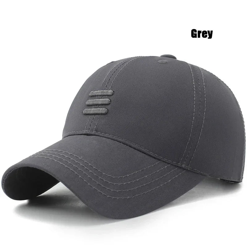 4 Colors New Fashion Soft Top Baseball Cap Outdoor Sport Casual Cotton Snapback Hats For Men and Women Three Bars Dad Hat Design