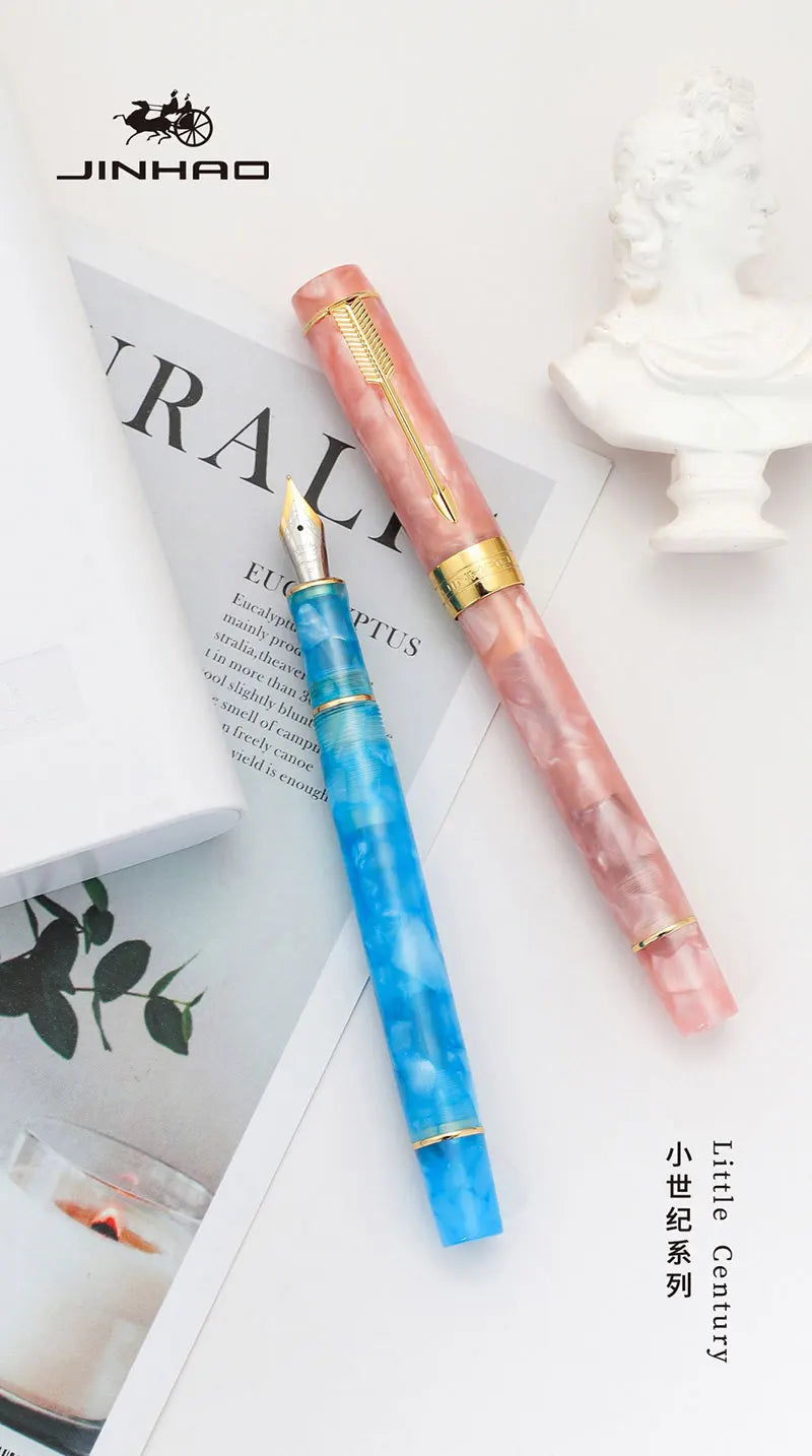 Jinhao 100 Fountain Pen Commemorative Resin Good Pen Nib 18 KGP Gold Sandwiched Thin Tod Small Business Office Gift Pen