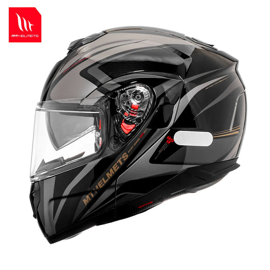 New Flip up Helmet Gloss/Matt Motorcycle Mt Atom Sv M-4Xl Color Options Original Helmets Double Visors for Motocross Abs Shell