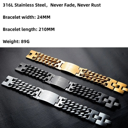 HNSP 24MM Width 316L Stainless Steel Cuban Chain Cross Bracelet For Men Jewelry Male Hand Chain Wrap Bracelets Punk Accessory