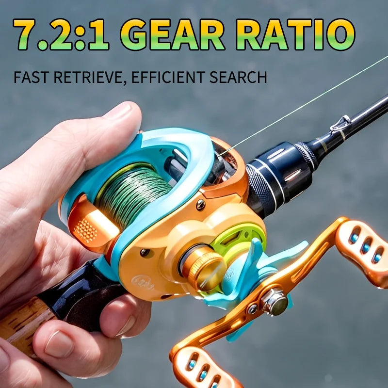 BILLINGS Baitcaster Reel,Ultralight Baitcasting Fishing Reel,7.2:1 Gear Ratio,Metal Spool,Max Darg 6KG,for Freshwater Saltwater