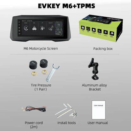 EKIY 7 inch Wireless CarPlay Moto Android Auto Portable Digital Motorcycle Dashboard GPS Navigation Display Screen Monitor TPMS