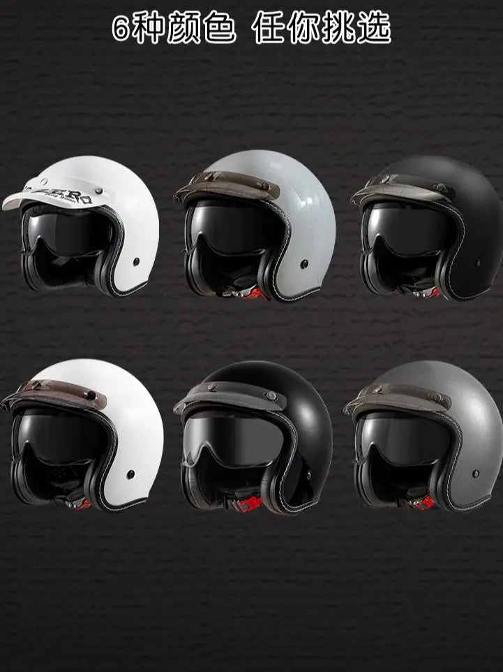 Cruise retro motorcycle semi-helmet motorcycle three-quarters helmet summer four-season breathable electric vehicle helmet safet