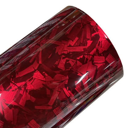 Premium PET High Gloss Red Forged Carbon Fiber Vinyl Wrap Film Roll Air Release Self Adhesive Decal Sticker Car Wrapping Foil
