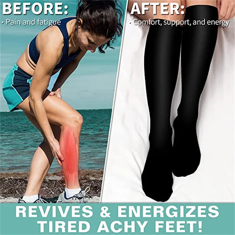 4 Pairs of Compression Socks Men Women Medical Varicose Veins Nursing Socks For Outdoor Running Pregnant Sports Socks