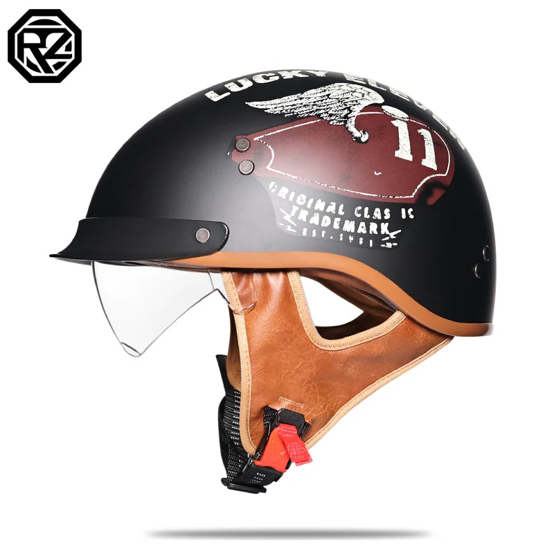 Retro helmet motorcycle helmet motorcycle half helmet four seasons summer wear endoscopic safety hat helmet cruise helmet Riding