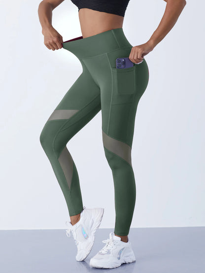 1PCS Women's Mesh Splicing Yoga Pants Shaping Leggings High Waist Tummy Control Lift Hips Running Workout Activewear Pants