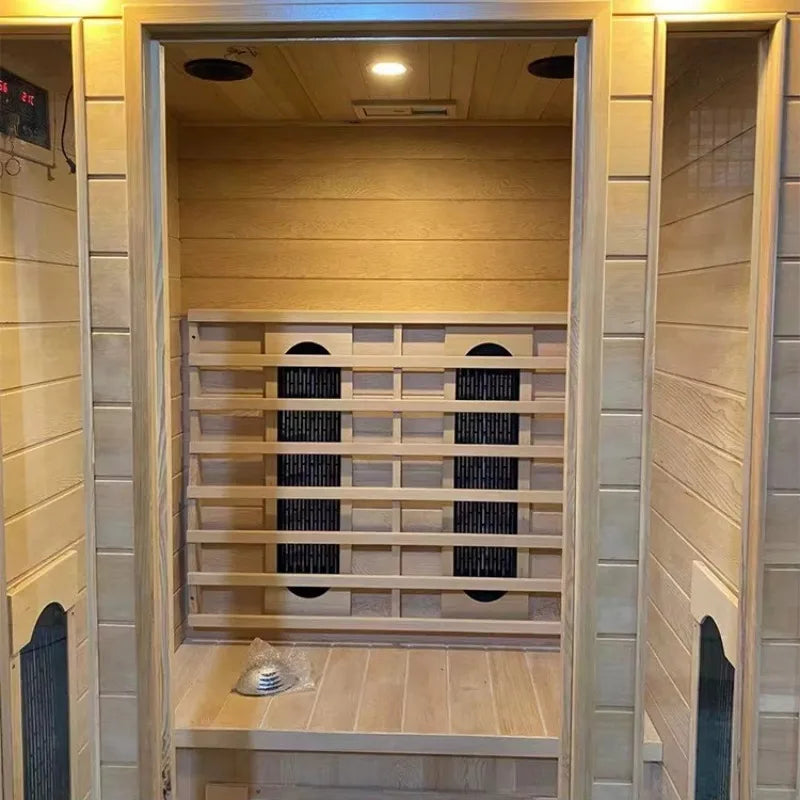 Customization High Quality Home Family Sauna Room Solid Wood Electric Steam Control Panel Optional Customization for 2 People