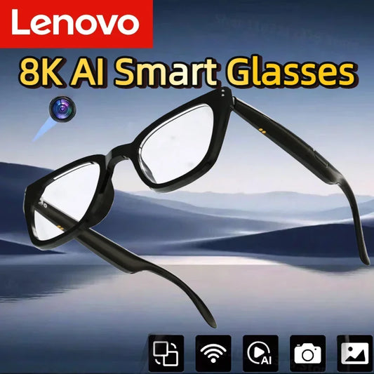 Lenovo 8K AI HD Shooting Smart Glasses Multifunctional Camera Bluetooth Call Music VoicePlayer Translate Photochromic HD Glasses