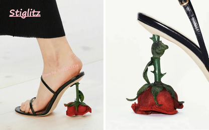Rose High Heel Slippers 2024 Luxury Round Toe Solid footwear Elegant Comfortabl Outsize Casual Shoes