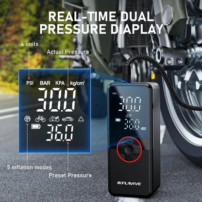 Portable Cordless Air Compressor, 150PSI Digital Gauge with Auto Shut-Off and LED Light for Car, SUV, Motorcycle, Bike Tires