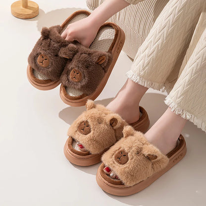 Hemp Cartoon Women's Slippers Home Flats Casual Spring Summer Luxury Designer Woman Shoes Fashion Indoor Platform Slides Soft