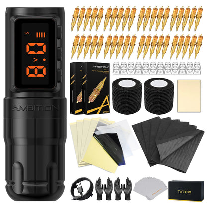 Ambition Bolt-X Kit Tattoo Machine Pen Set Wireless Power Supply Battery 1600mAh 10Hours Permanent Makeup Coreless Tattoo Gun