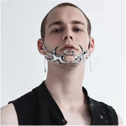2023 Punk Mask Liquid Irregular Silver Color Hollow Titanium Steel Punk Cool Facial Accessories For Women Men Party Jewelry