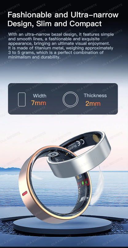 Men Women Fashion Smart Ring Sleep Heart Rate Blood Pressure Monitoring Bluetooth Connection Multiple Sports Modes Fitness Rings