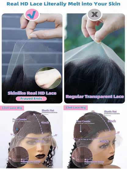 40 30 Inch Bone Straight 13x6 HD Lace Frontal Human Hair Wig Straight 13x4 Transparent Lace Front Wig Pre Plucked Glueless