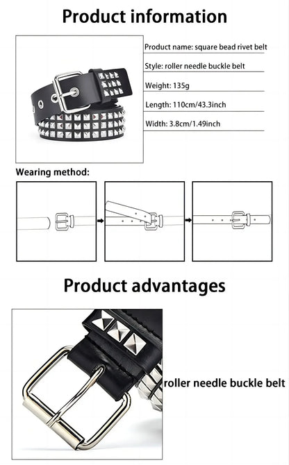 Trend Rivet Belt Heavy Metal Belt Men Women Punk Nightclub Rock Style Belt Jeans Belt Y2K Belt Fashion Decoration Women' Belt