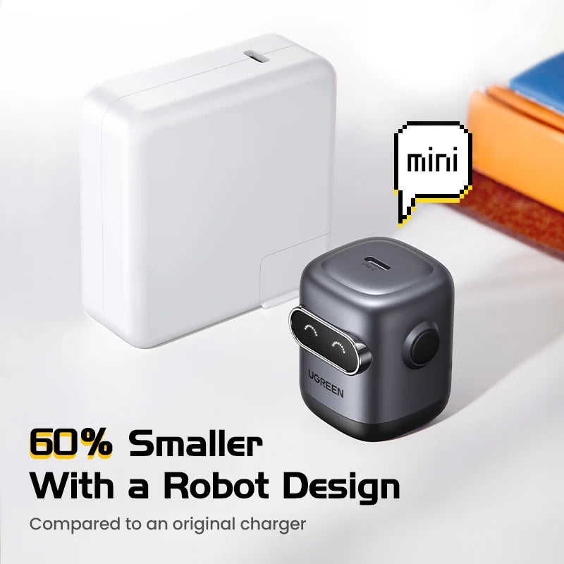 【US Plug】UGREEN Robot Design 30W GaN Charger QC4.0 3.0 PPS PD3.0 Fast Charger For iPhone 16 15 14 Pro Samsung Xiaomi iPad Air