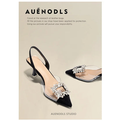Summer Women High Heels Shoes Luxury Crystal Women Sandals Designer Pointed Toe Pumps Transparent Sexy Women sandalias de mujer