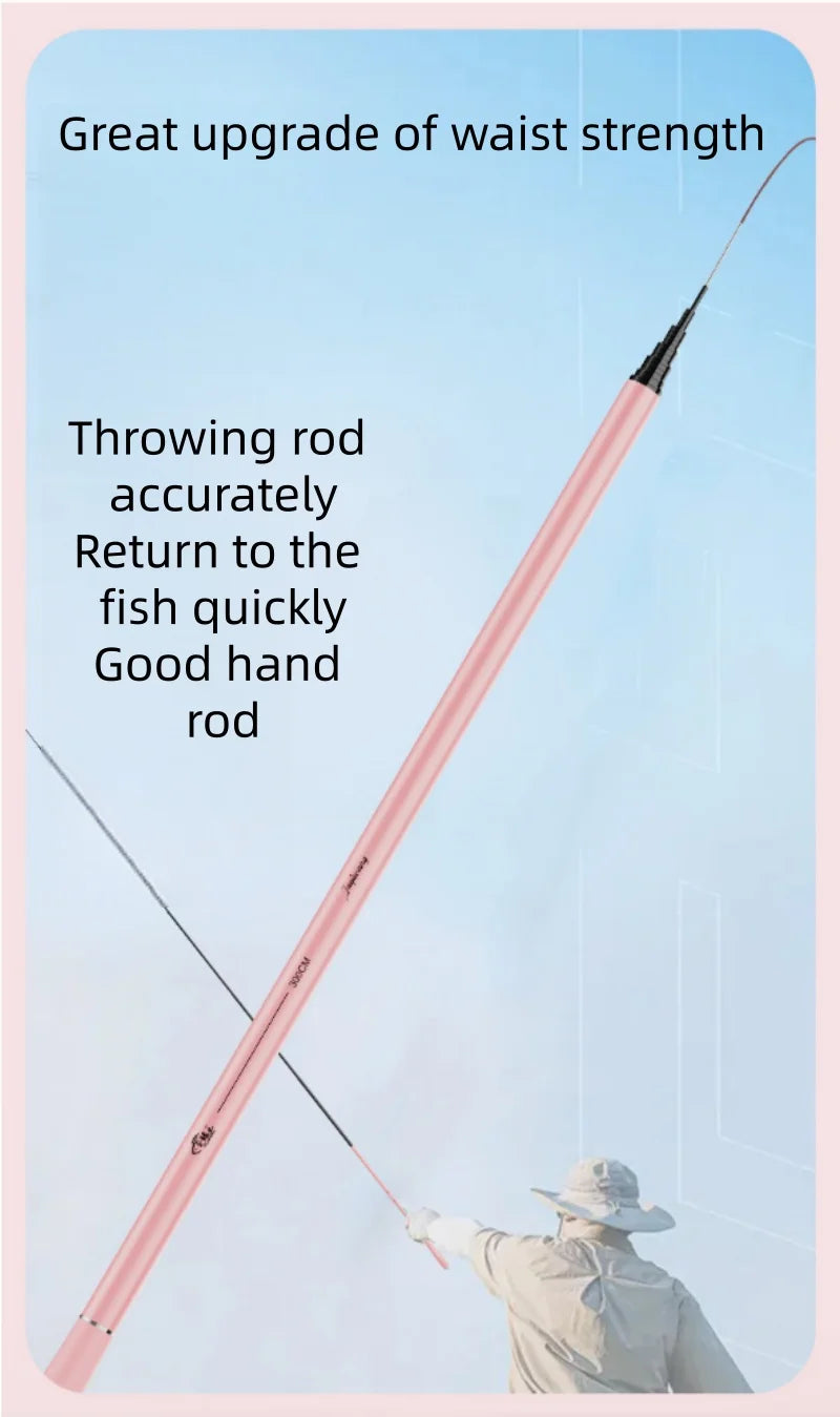 Pink Ultra Light Telescopic Fishing Rod 1.5-3 Meters Carbon Fiber Mini Handheld Fishing Rod Portable Children's Fishing Tool