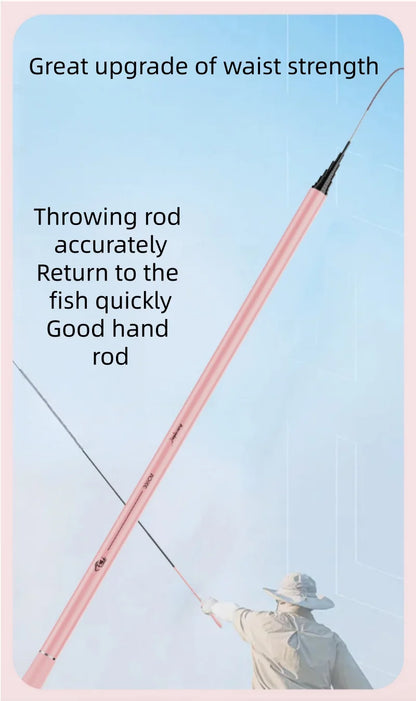 Pink Ultra Light Telescopic Fishing Rod 1.5-3 Meters Carbon Fiber Mini Handheld Fishing Rod Portable Children's Fishing Tool