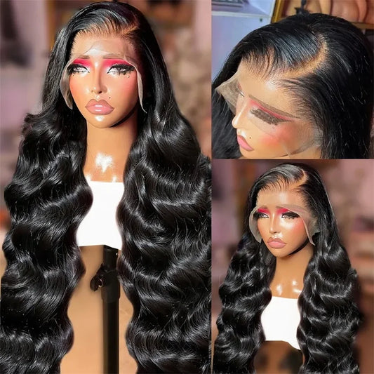 Brazilian Body Wave Human Hair Wigs Natural Black Pre-Plucked HD Transparent 13x4 13x6 Lace Frontal Wig