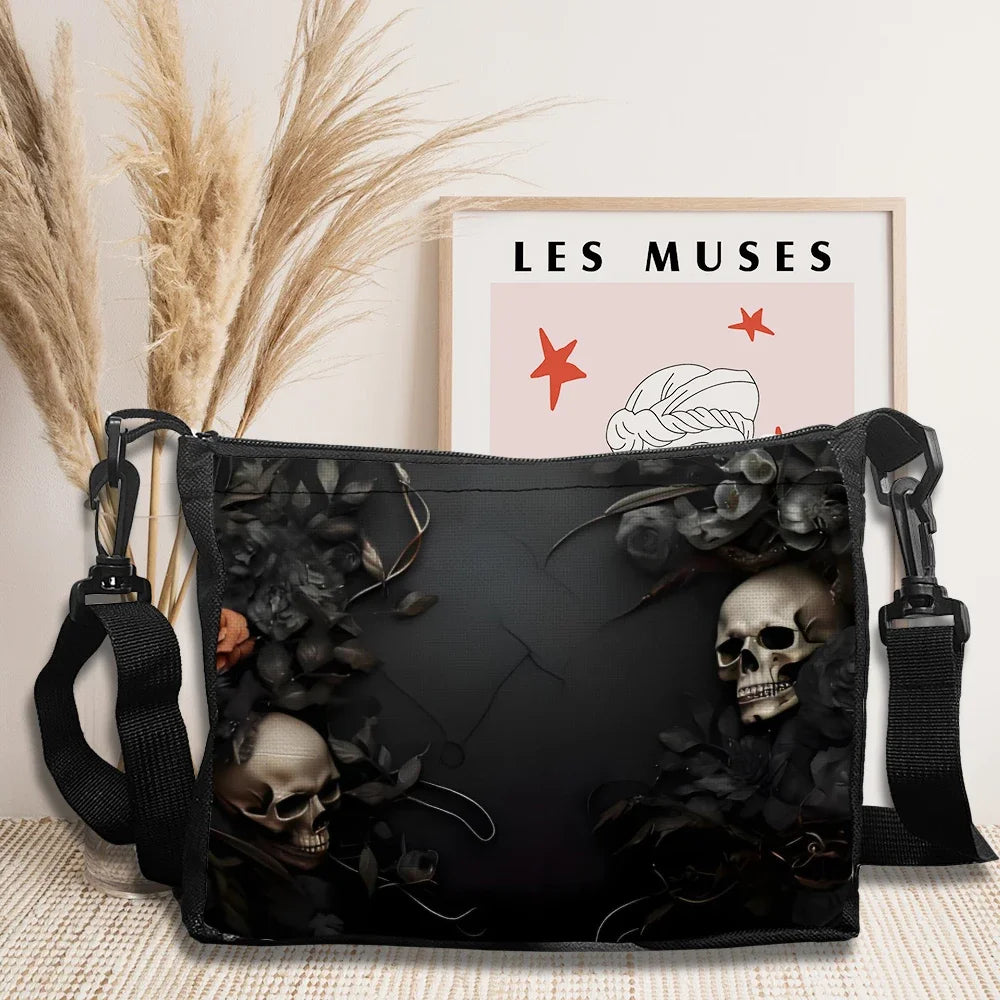 Stylish Skull Print Crossbody Bag Shoulder Bags Large Capacity Women Handbag Portable Storage Bag Messenger Bag Gift