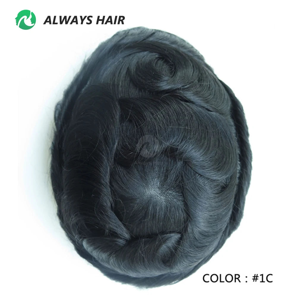 I SKIN Men's Capillary Prothesis 0.12-0.14mm Indian Human Hair 130% Hair Density Men Toupee 6x8 6x9 7x9 7x10 8x10 Size Wig Man