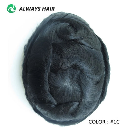 I SKIN Men's Capillary Prothesis 0.12-0.14mm Indian Human Hair 130% Hair Density Men Toupee 6x8 6x9 7x9 7x10 8x10 Size Wig Man