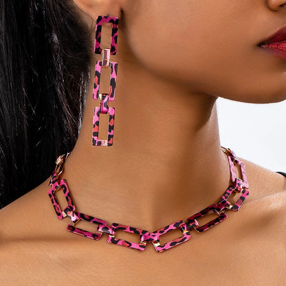 3/4PCS Stainless Steel Fashion Gold Color Geometric Chain Hollow Necklace Bracelets For Women Girl New Fashion Non-fading Set