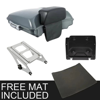 Motorcycle Razor Trunk Backrest Rack For Harley Touring Road Glide Street Glide 2014-2025 Gunship Gray