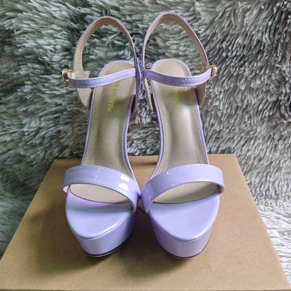 Women Peep Toes Sandals Stiletto Sexy Pumps Luxury Club 14cm Elegant Platform High Heels Nighclub Party Wedding Jazz Dance Shoes