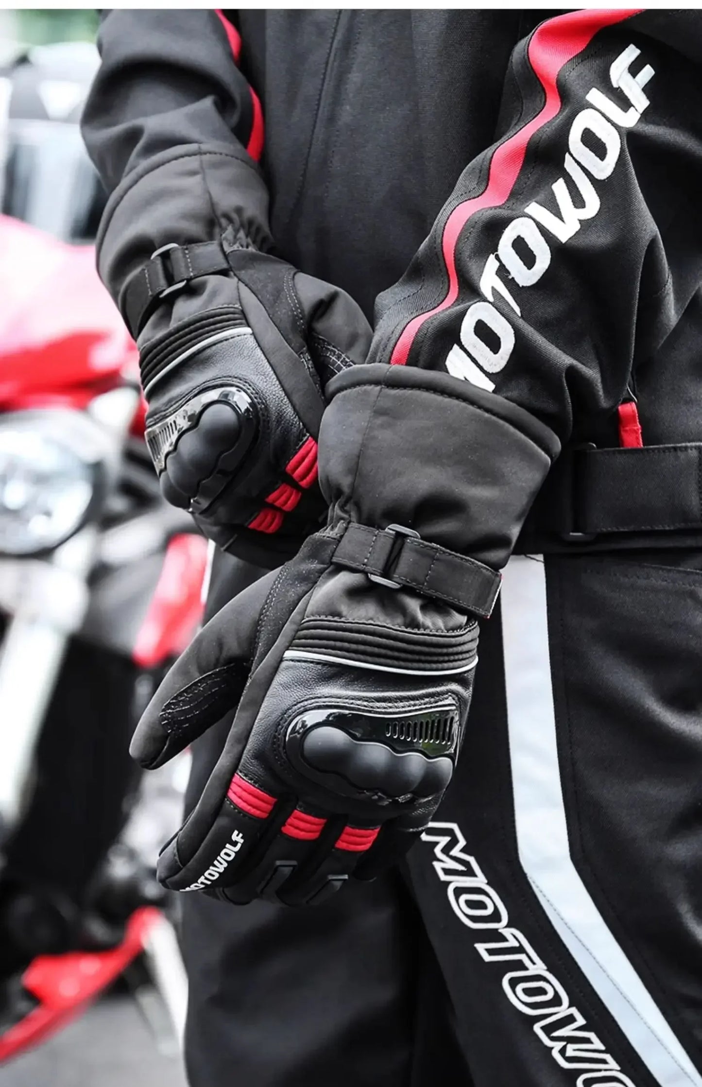 Motowolf Winter Motorcycle Riding Gloves Waterproof Leather Warm Riding Protection Gear for Motorcyclists gp Sports Accessories