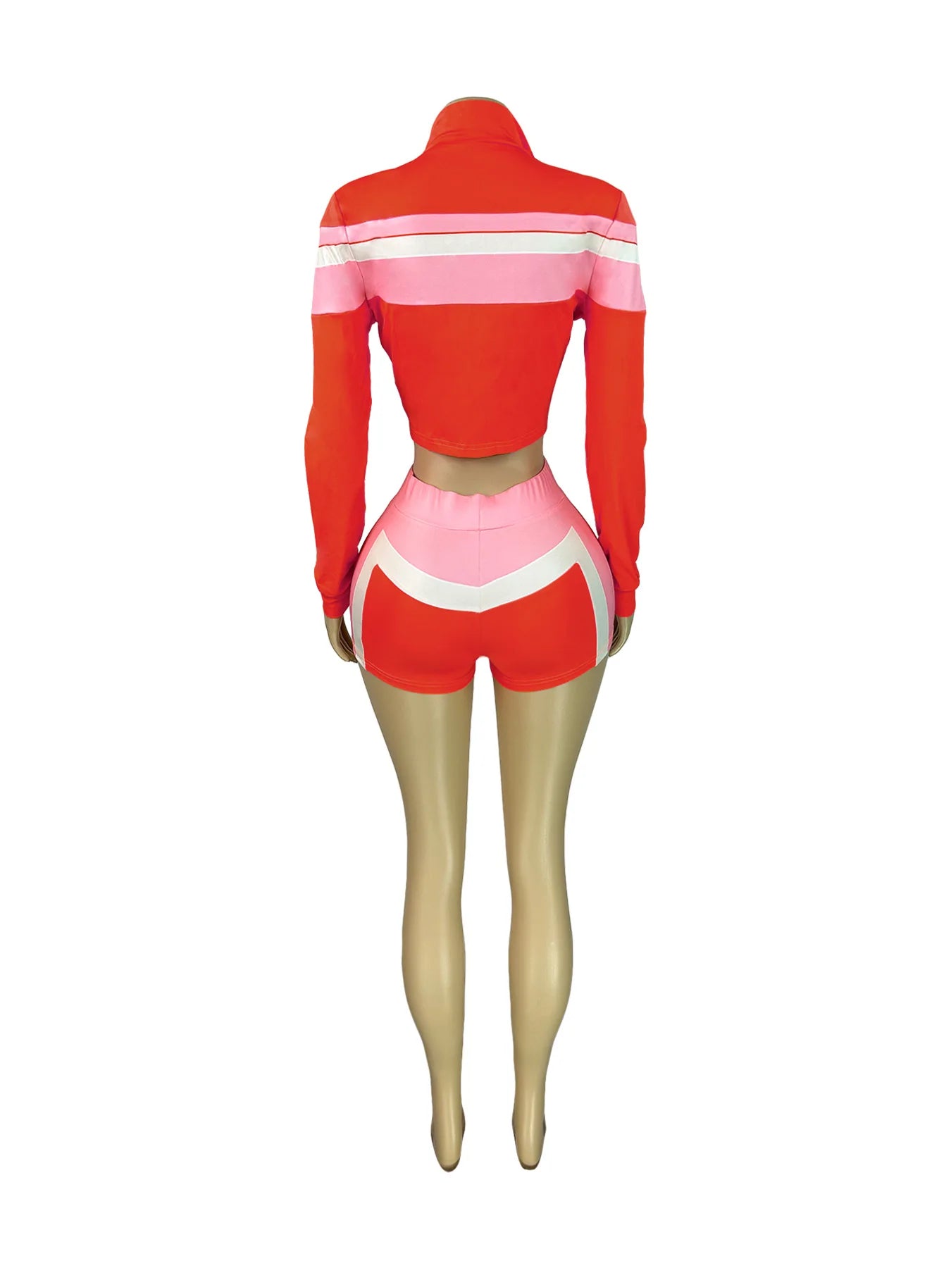 Joskaa Women 2025 Spliced 3 Piece Set Clothes Long Sleeve Cardigan Crop Top Jacket Jogger Biker Shorts Outfits Y2k Tracksuits