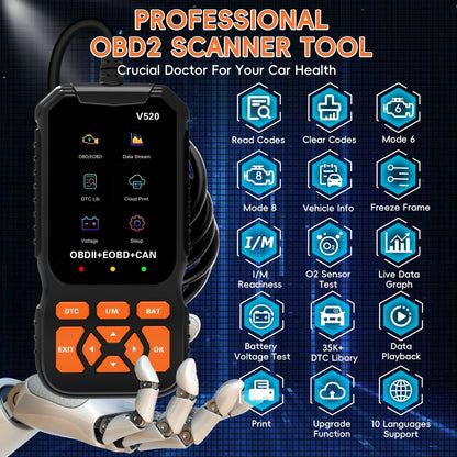 OBD2 Car Scanner Diagnostic Scanning Tool, Professional Mechanical Vehicle Fault Code Reader, Auto Reading Fault Code Control Mo