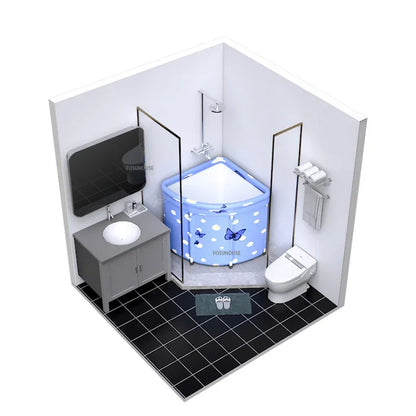 Household Triangular Bathtub Foldable Bath Bucket Swimming Pool Dual-use Portable Steam Sauna Fan-shaped Bath Barrel