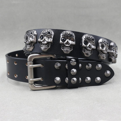 Heavy Metal Punk Belt Genuine Leather Hip Hop Belts For Men Cross Rivet Jeans belt male Strap Ceinture Homme designer belt