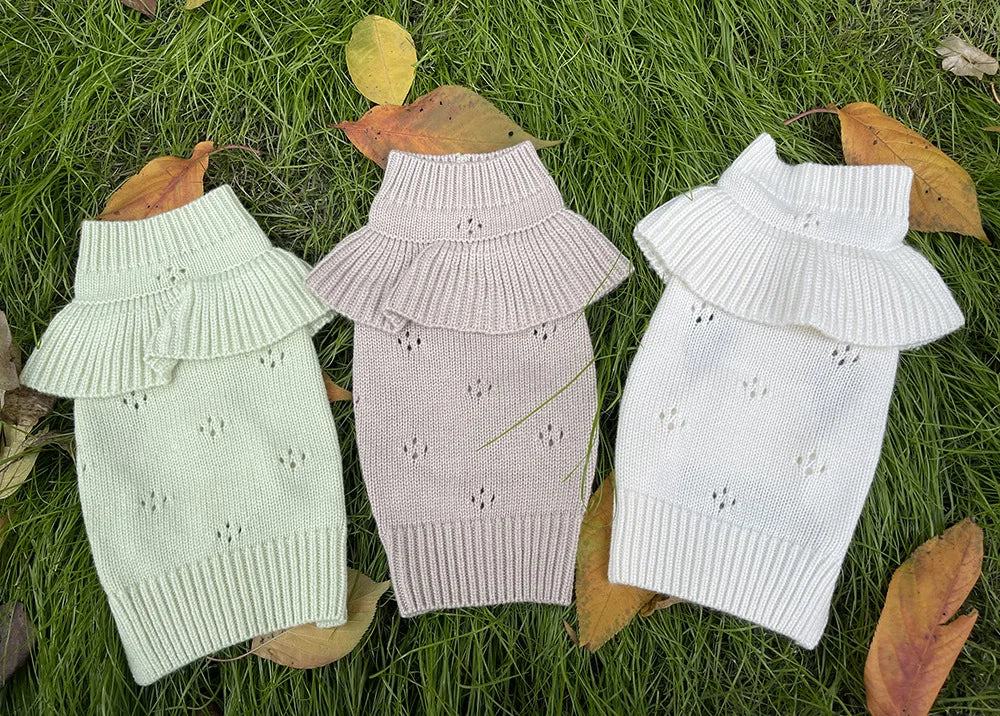 Luxury Pet Dog Cashmere Lotus Collar Knit Soft Wool Undercoat Cat Sweater Dog Clothes for Small Dogs Dog Winter Clothes Sweater