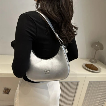 Bowknot Armpit Bag Korean Underarm Bag Luxury PU Leather Y2K Handbag Girls Shoulder Bag