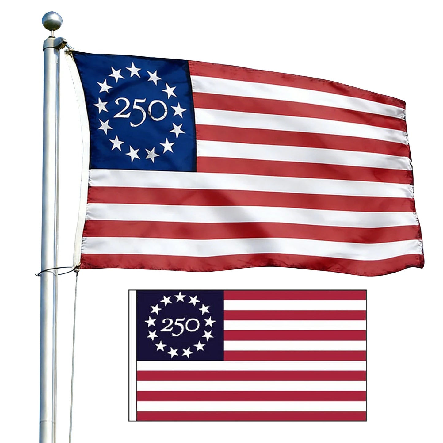 250 Anniversary USA Flag 3x5 FT 250 Years America Flag with Brass Grommets Patriotic Decor for Outdoor Front Door Porch Wall