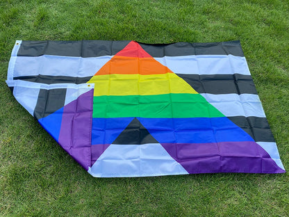 Aerlxemrbrae Rainbow Flag 150X90CM Banner Polyester Grommets LGBT Rainbow Pride Gay Straight Ally Flag