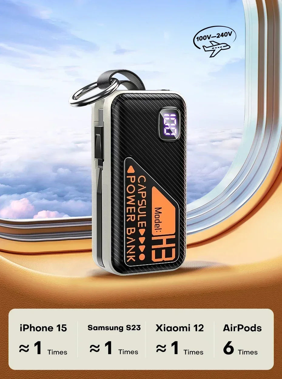 20000mAh Mini Power Bank PD20W Fast Charging Comes with Cable Digital Display PowerBank for IPhone13 14 15 16 Samsung and Xiaomi