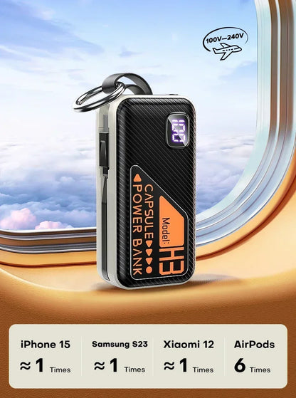 20000mAh Mini Power Bank PD20W Fast Charging Comes with Cable Digital Display PowerBank for IPhone13 14 15 16 Samsung and Xiaomi