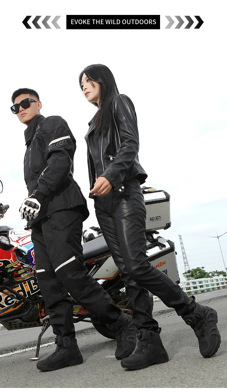 Motorcycle Riding Boots Waterproof Cowhide Leather Breathable Anti-Slip Wear-Resistant Touring Moto Shoes for Men Women