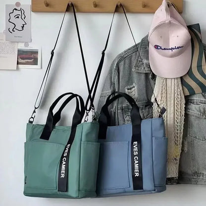 New Casual Tote Large Capacity Shoulder Bag Nylon Waterproof Canvas Handbag Simple Fashion Messenger Bags For Schoolgirl