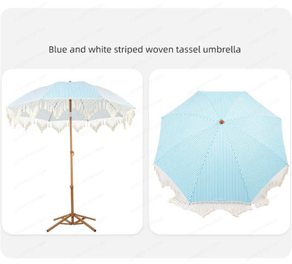 Seaside Resort Beach Umbrella Courtyard Tassel Sun Umbrella Pool Sun Protection Terrace Shade